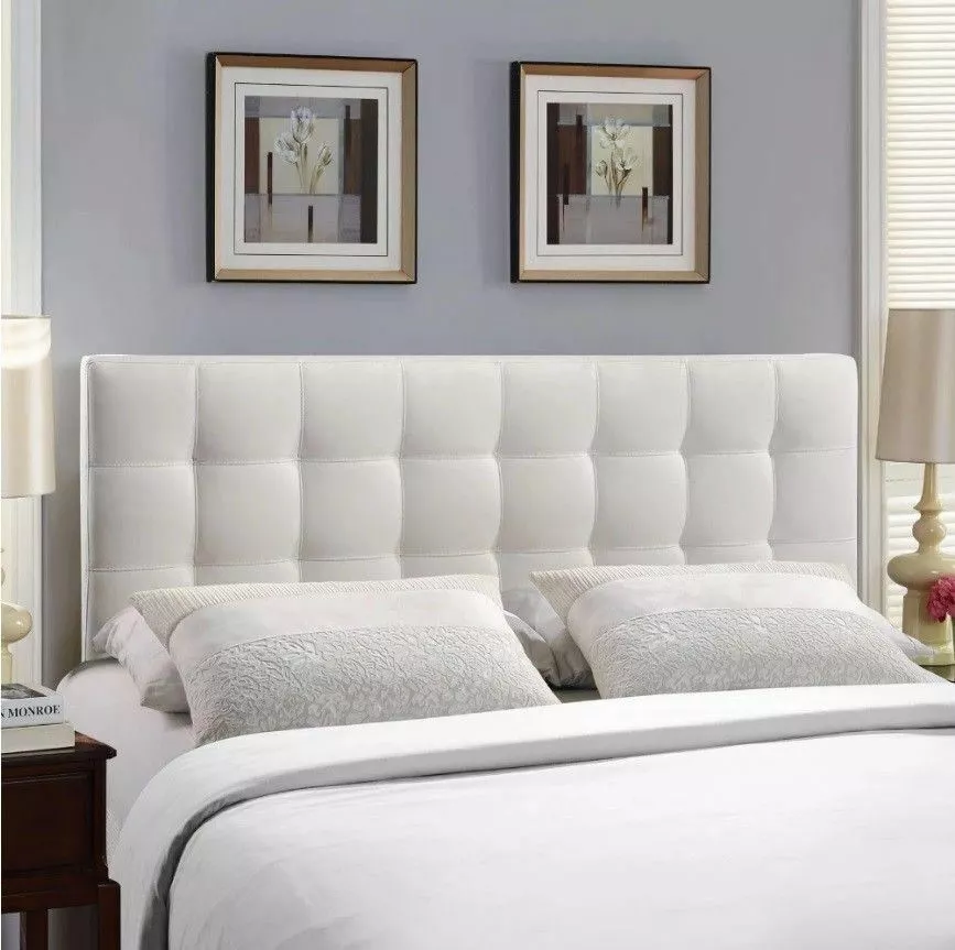 White fabric 2024 upholstered bed