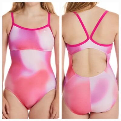 Nike Swim Women's Spectrum Racerback One-piece Swim Suit Pink Prime NESSC398