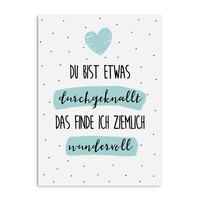 Postkarte Wunderbar Durchgeknallt Postkarte SprüChe FüR Freunde
