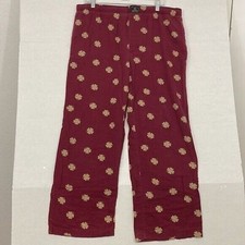 Lucky Brand Flannel Lounge Pants with Pockets, Burgundy and Tan, Large