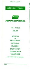 PENN CENTRAL RAILROAD - BOSTON SUBURBAN PUBLIC TIMETABLE - 4/29/1973
