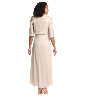 rm richards lace and sequin jacket dress R&M Richards 1985W Long Formal Glitter Lace Plus Size Jacket Dress