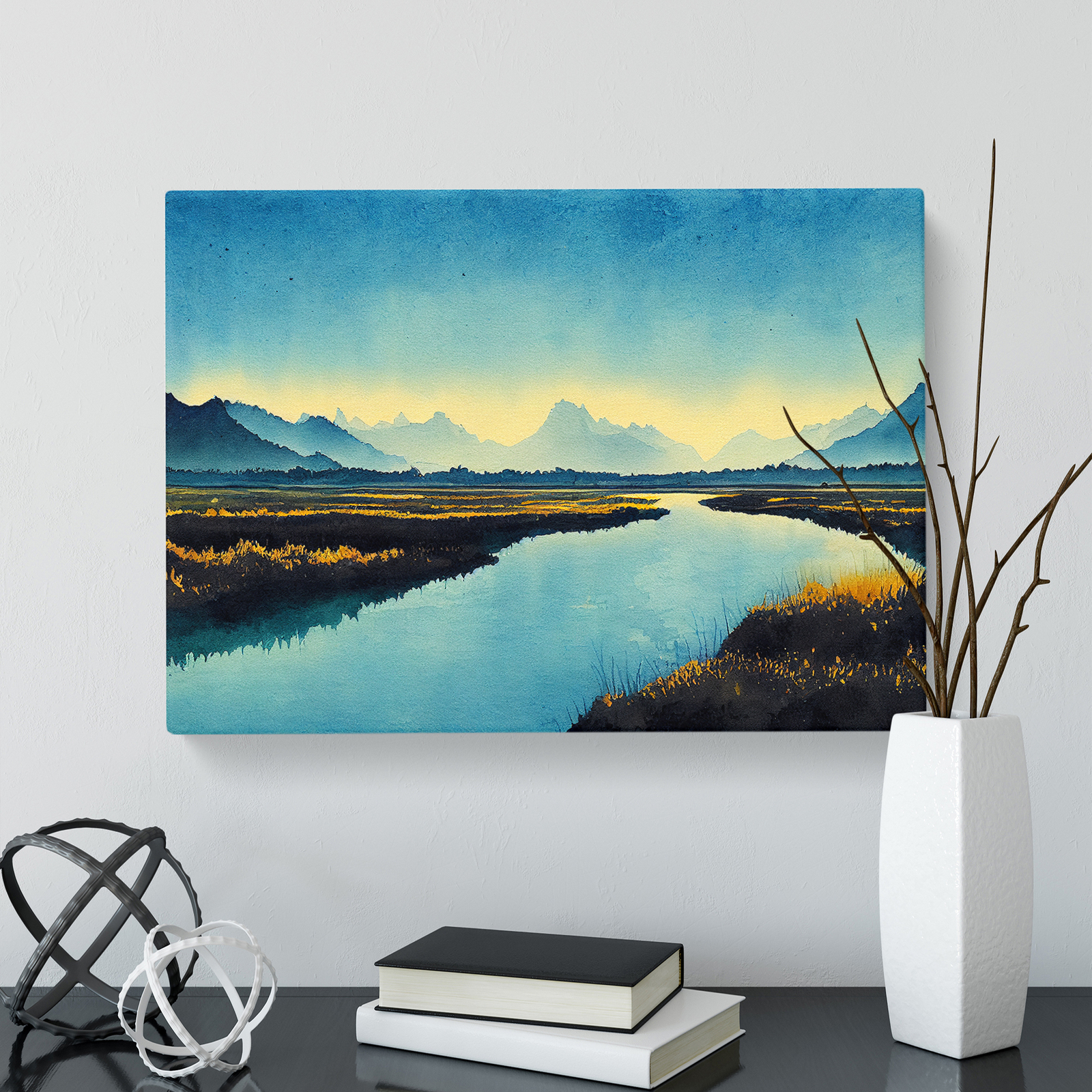 River To Mountains Vol.1 Canvas Wall Art Print Framed Picture Decor Living Room