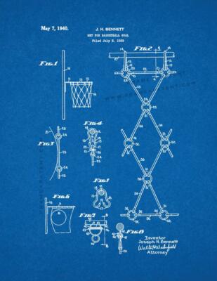Net for Basketball Goal Patent Print Blueprint