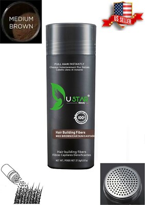 MEDIUM BROWN Hair Building Fibers USTAR FIBERS FREE AND FAST SHIPPING