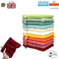 1-12PREMIUMSoft 100% Cotton Towel Wash Mitts Glove Face Cloth Body Wash COLORFUL
