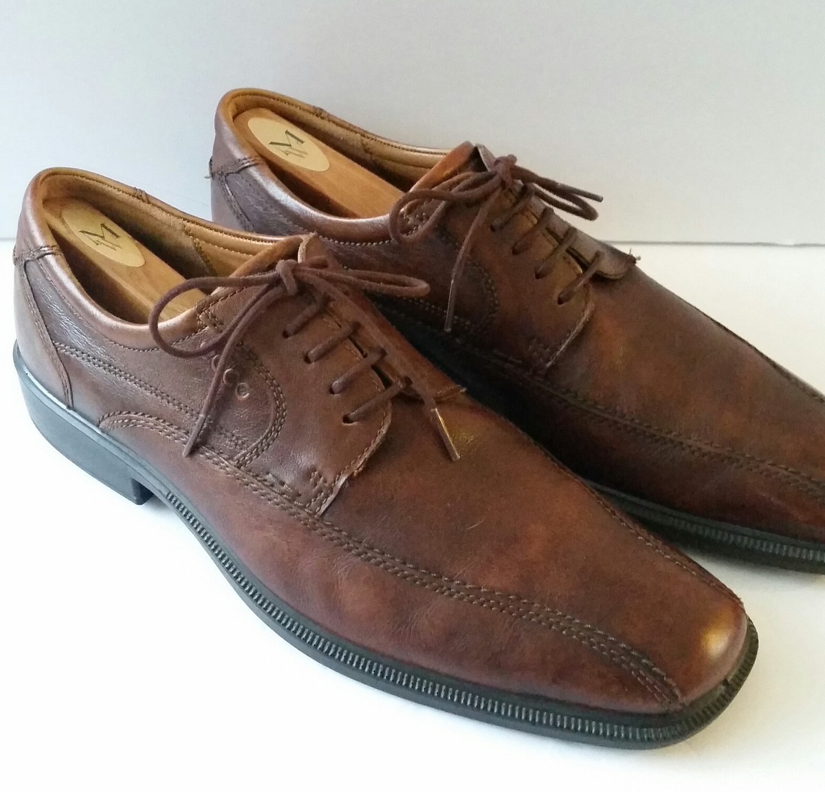 ECCO Men's 44 10/10.5 Brown Leather Bicycle Toe Casual