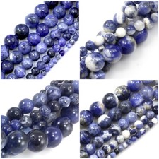 Natural Blue Sodalite Round Loose Bead 15" Jewelry Making Free Ship Wholesale