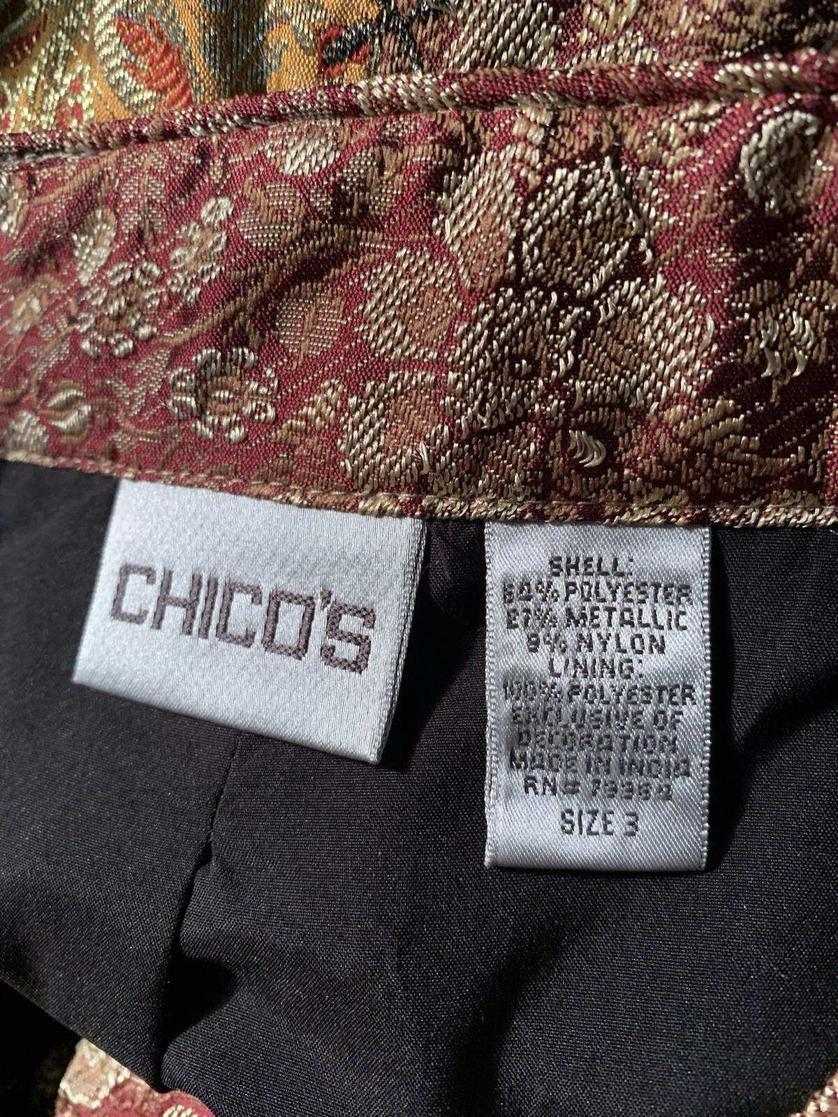 Chico’s Jacket Size 3 (XL/16) Patchwork Metallic … - image 12