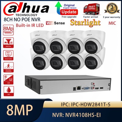 Dahua 8CH CCTV Kit 8MP Wizsense Starlight Camera IR 16MP NVR Security System Lot