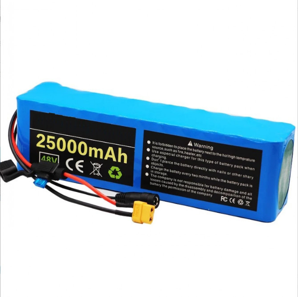 New Li-ion Battery 48v 25Ah 13S3P BMS electric bicycle XT60+DCPlug+54.6A charger