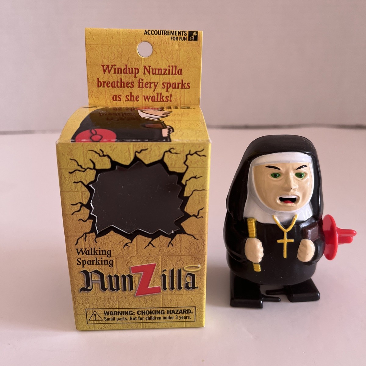 1997 NunZilla Wind Up Walking Sparking Nun Toy w/ Box