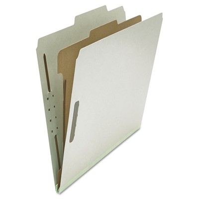 10252 Pressboard Classification Folder, Letter, Four-Section, Gray, 10/Box