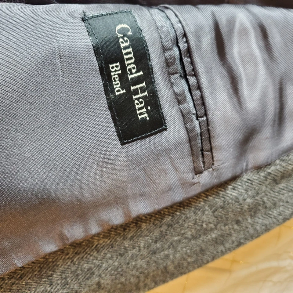 Abrigo Deportivo Ruffini Italia 42L Gris Camello Mezcla Espiga Blazer Chaqueta Foto 4 de 4