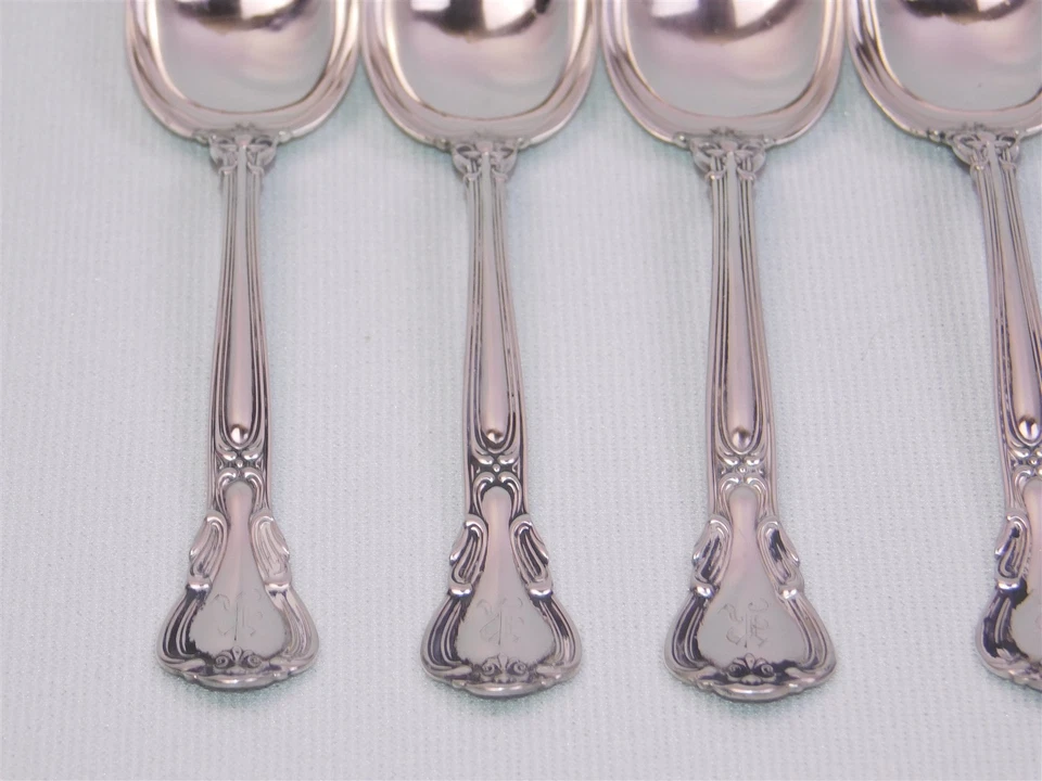 6 cucharas antiguas Gorham de plata esterlina con monograma R cinco en punto 95 g Foto 4 de 4