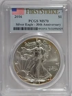 2016 $1 American Silver Eagle PCGS MS70 First Strike 30th Anniversary Toning