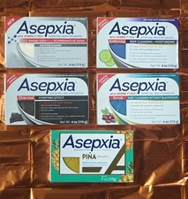 5 PACK ASEPXIA CARBON,  SCRUB, PINEAPPLE, BAKING SODA, SOFTENING acne soap 4oz 