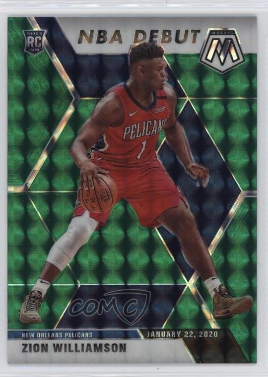 2019-20 Panini Mosaic NBA Debut Green Prizm Zion Williamson #269 Rookie RC 1p3t