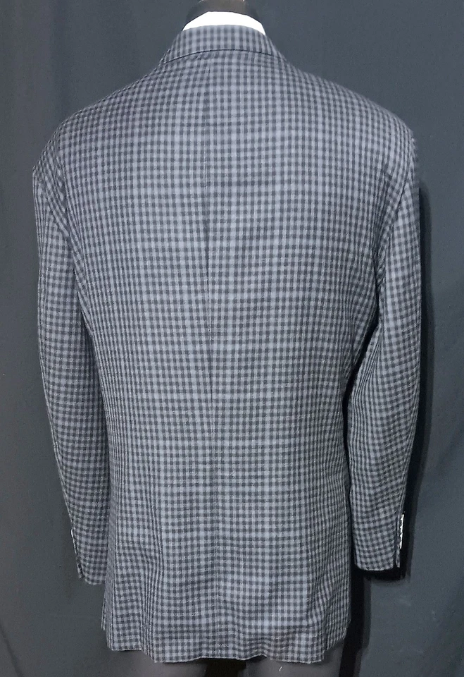 Abrigo deportivo Hickey Freeman Current etiqueta dorada 56R impresionante cuadros azules Foto 4 de 4