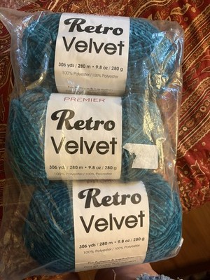 PREMIER YARNS RETRO VELVET  teal lot of 3
