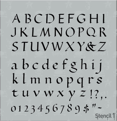 Calligraphy Letter Stencils 1/2'' - Letters & Numbers - Mylar Uppercase and Lower
