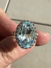 Stunning 10ct Oval Lab-Created Aquamarine Women's Solitaire Ring Sterling Silver