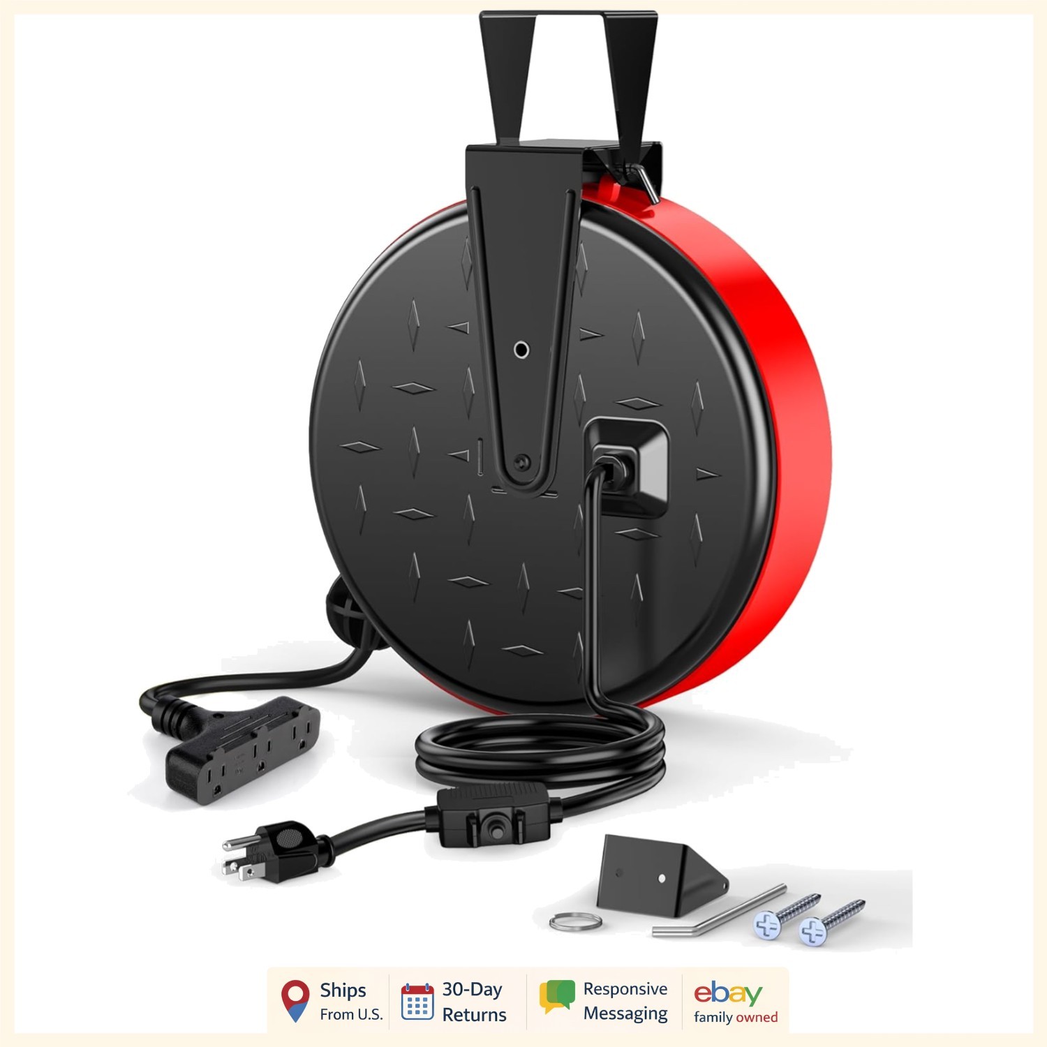 Ceiling Mount Electrical Cord Reel 30 Ft with Automatic Retr