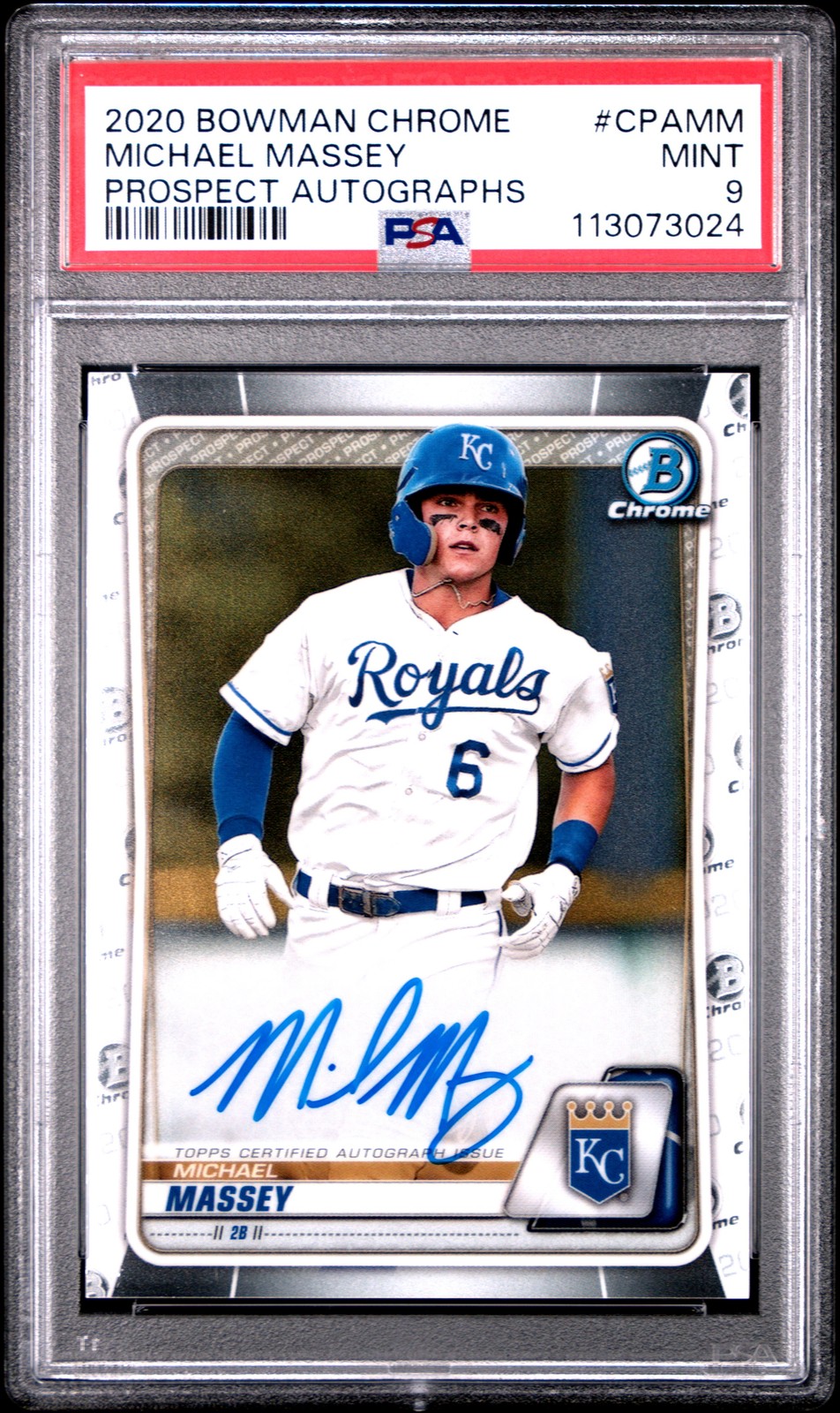 2020 BOWMAN CHROME PROSPECT AUTO #CPAMM MICHAEL MASSEY PSA 9 AUTO