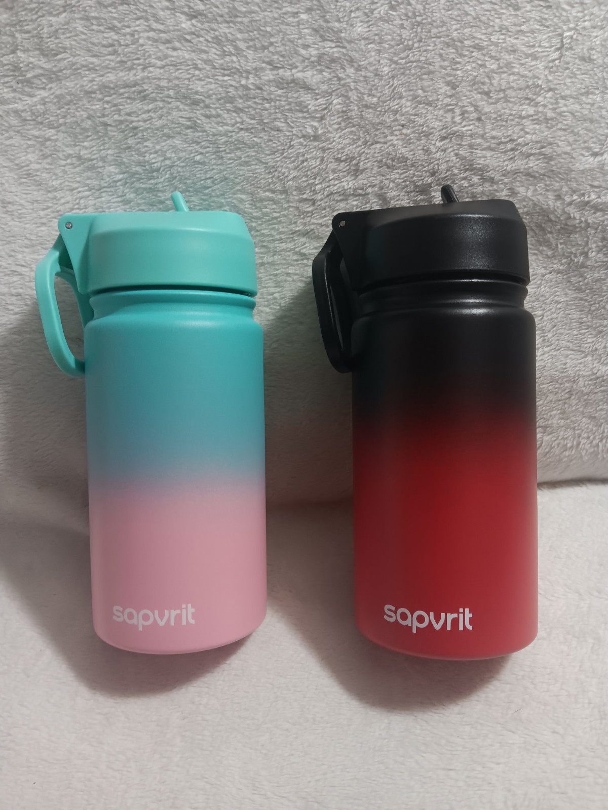 Sapvrit 12 fl oz Flip Lock Reusable Refillable Water Bottles