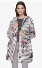Joules Women's Golightly Packable Waterproof Rain Coat Harvest Stripe Sz 8