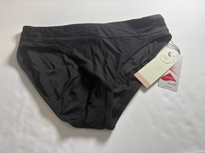 Calia Swim Women's Pure Black Medium Wide Banded Bottom High Leg UPF50+ NWT