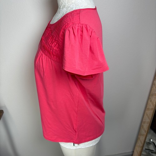 Lands' End -Choose Color/Size Flutter Sleeve Pintuck Split V Tee Blouse - Picture 39 of 53