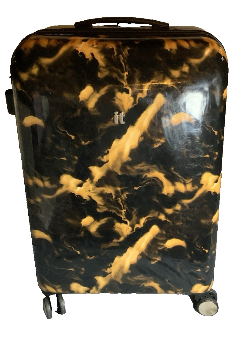 it luggage Sheen 28" Hardshell Marble Flame Black Gold Wheel