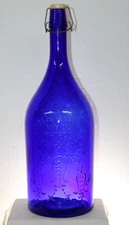 Vindu Patron Bottle Blue glass 19 Inch Stopper Display EMPTY MADE IN ITALY