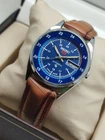 Seiko 5 Automatic Blue Dial Leather Strap Vintage Men's Wrist Watch  Japan Made