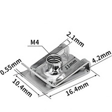 10Pcs M4 U-Style Clip-On Nut U-Type Fasteners Stainless Steel, Silver Tone