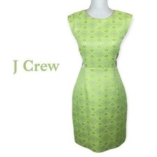 J Crew Neon Lime Green & White Geometric Pattern Paneled Sleeveless NWOT-Size 6