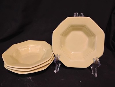 4 Independence Ironstone Japan Octagon DAFFODIL YELLOW Berry Dessert Bowls 5.75''