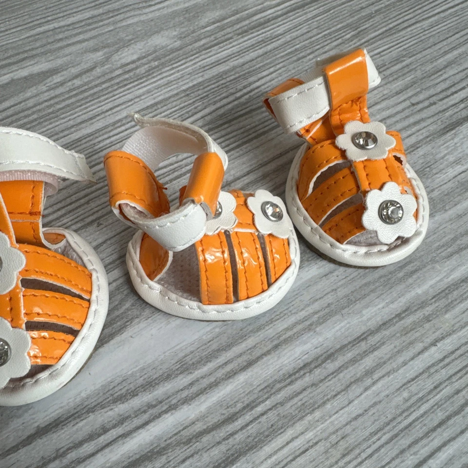 Zapatos para perros Pet Life Paw Wear talla M sandalias naranja y blanco calzado protector Foto 4 de 4