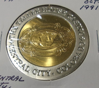 THE TELLER HOUSE CASINO 1991 $5 FIVE DOLLAR GAMING SLOT TOKEN Central City CO