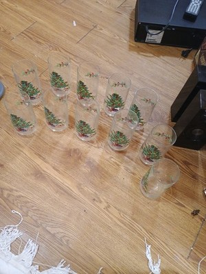 Vintage  Set of 11 Glass Christmas Tree Tumblers 