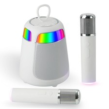Portable Mini Bluetooth Karaoke Machine with 2 Microphones for Kids Adults