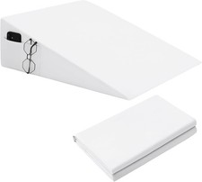 White Bed Wedge Pillow Cover 25x25x8 Inch Soft Breathable Microfiber Zipper Pock