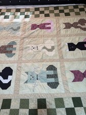 Handmade patchwork cat themed quilt-80x90