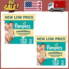 Pampers Swaddlers Fragrance Free Baby Diapers Size 3, 132 Count,2 Pack