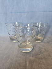 Set Of 3 Circleware Clear Dots Glass Juice Glasses Tumblers 4"  10oz