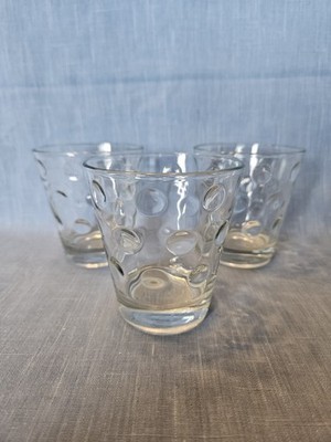 Set Of 3 Circleware Clear Dots Glass Juice Glasses Tumblers 4''  10oz