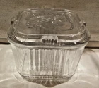 Vintage Federal Glass Clear Small Refrigerator Keeper Dish  w/Lid