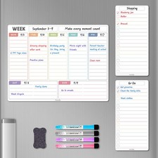 Magnetic Weekly Calendar Whiteboard for Fridge with Markers, Eraser