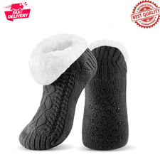 Men  s Fuzzy Thermal Slipper Socks with Grippers Warm Cozy Fleece-Lined Winter